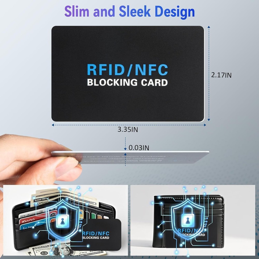 RFID Blocking Card – NFC Contactless Credit Debit Card Protector (5 Pack)