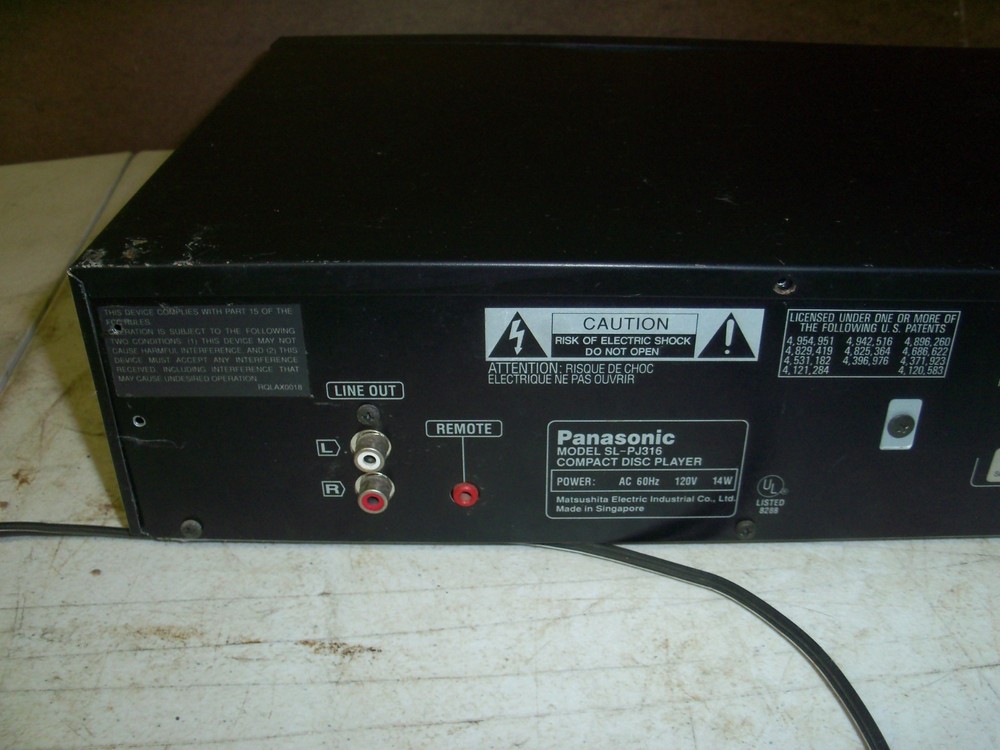 Panasonic Compact Disc Player, SL - PJ316, Tested For Power, Powers On