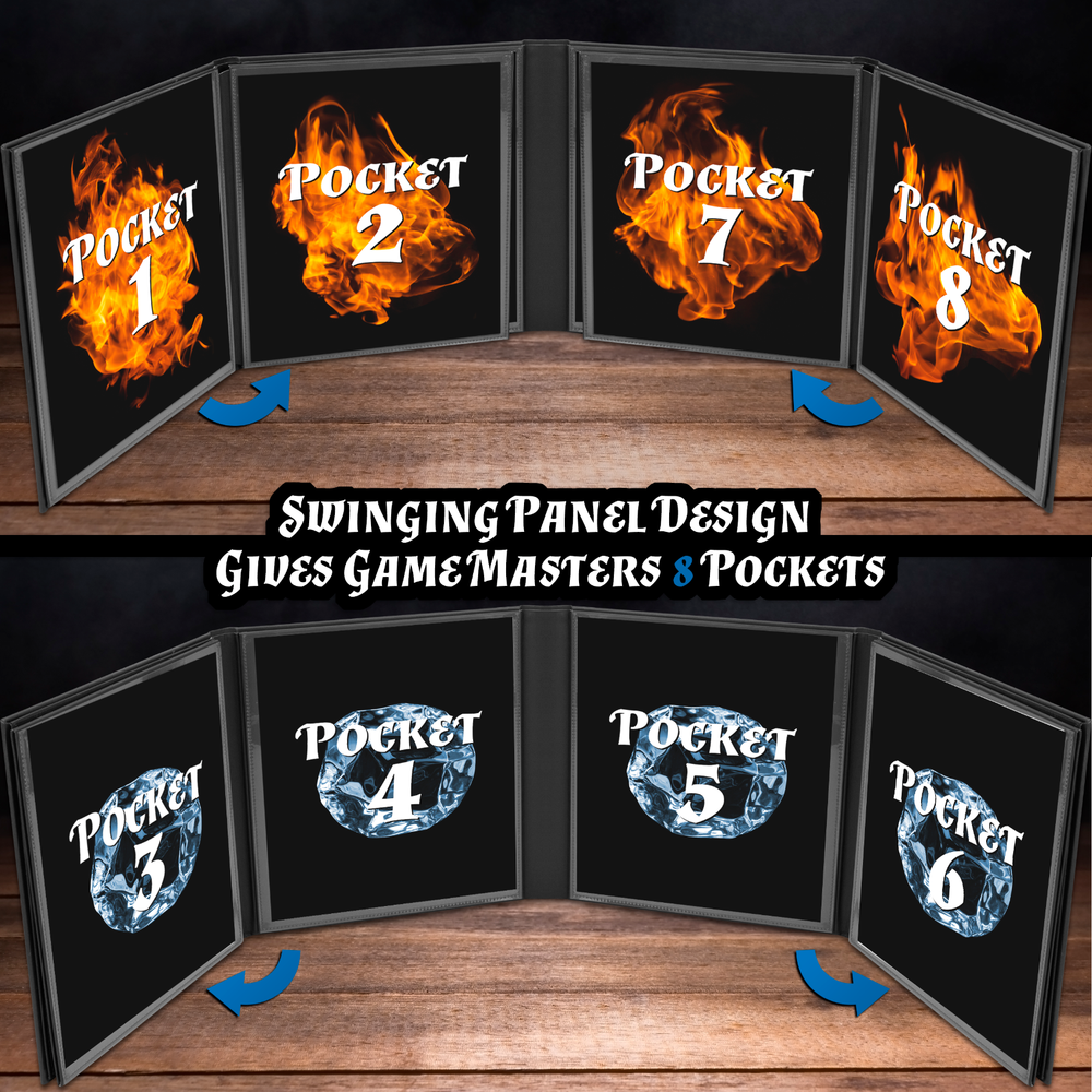 DM Screen 8-Panel GM Dungeon Master Screen with 2 Panels for TTRPGs, Black