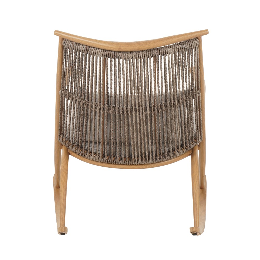 Set of 2 Iron Rocking Chairs with Maple Finish Ceramic Tile Side Table Set