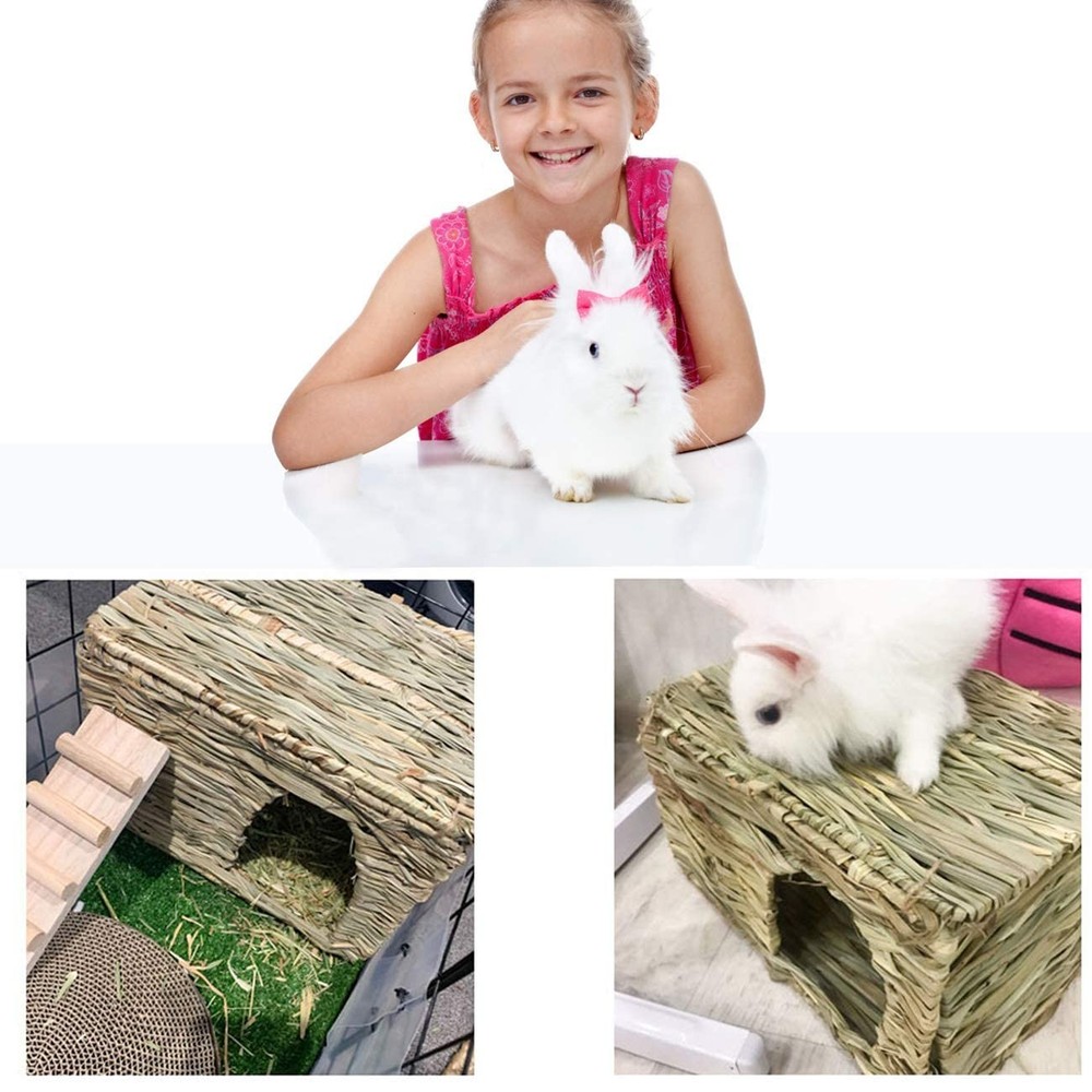 HERCOCCI Extra Large Grass House for Rabbit, Foldable Comfortable - Small An...