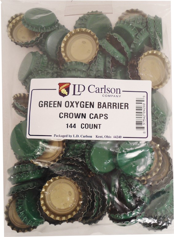 Green Oxygen Barrier Beer Bottle Crown Caps 144 Count