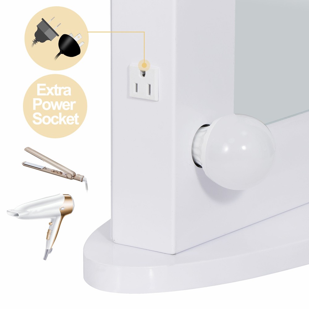 Wall Mounted Hollywood Makeup LED Light Vanity Mirror with 10 Dimmable Bulbs
