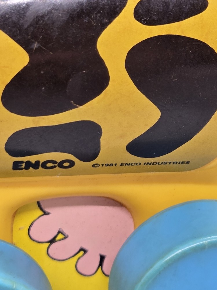 Vintage 1981 Enco Cow Pull Toy