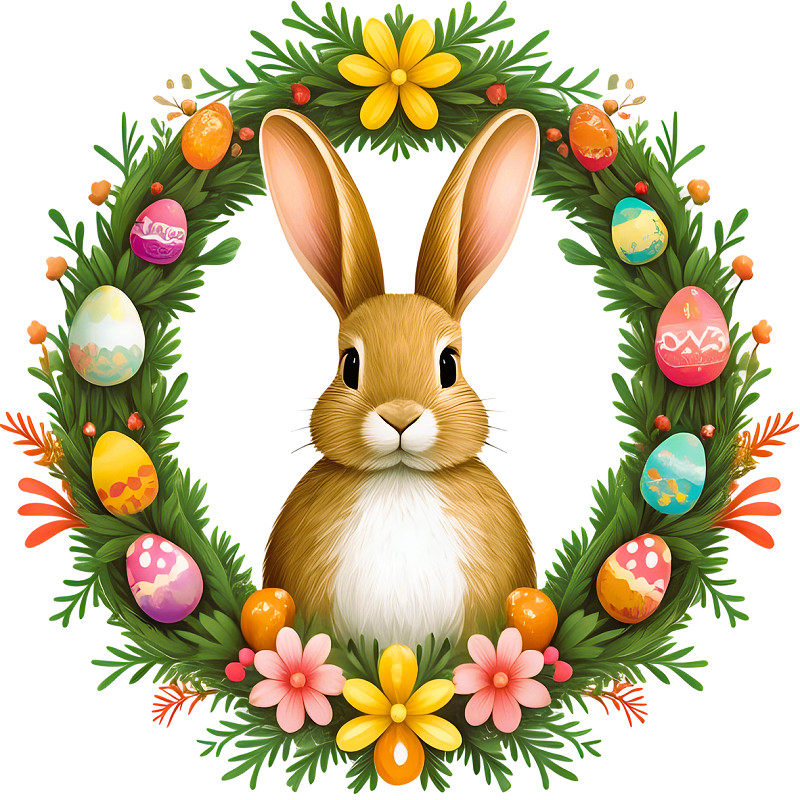 30 Custom Easter Bunny Wreath Personalized Address Labels