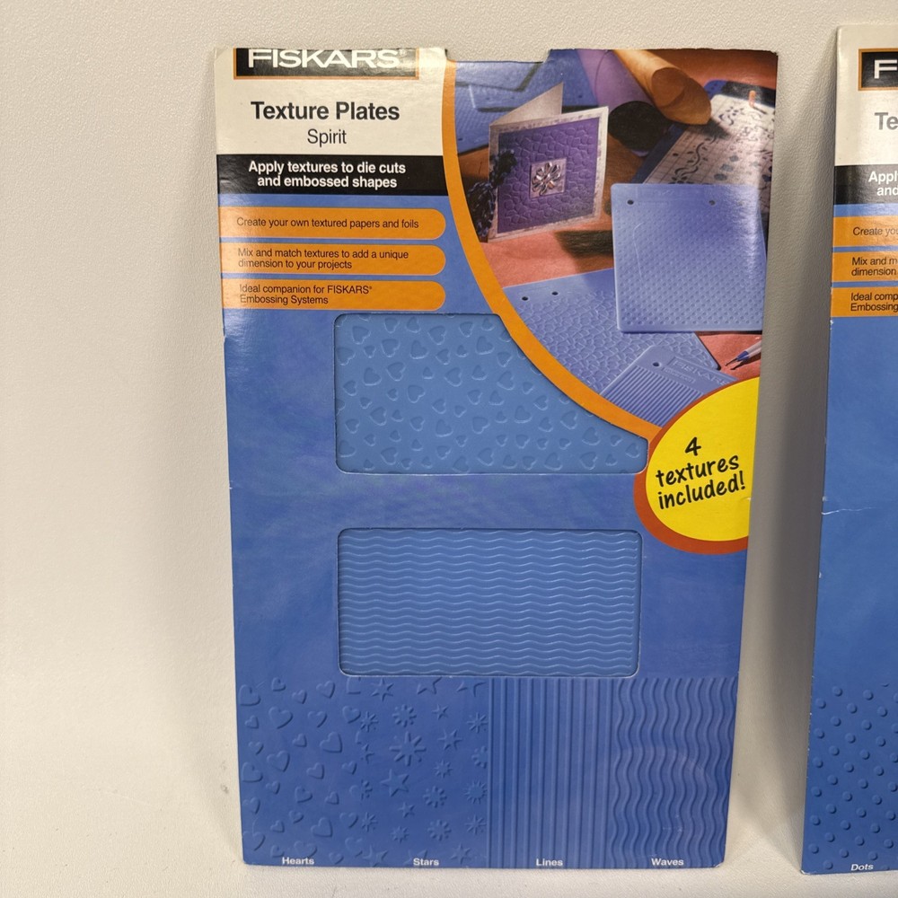 Fiskars Shape Boss Ultimate Embossing System Texture Plates Lot Card Making Mat