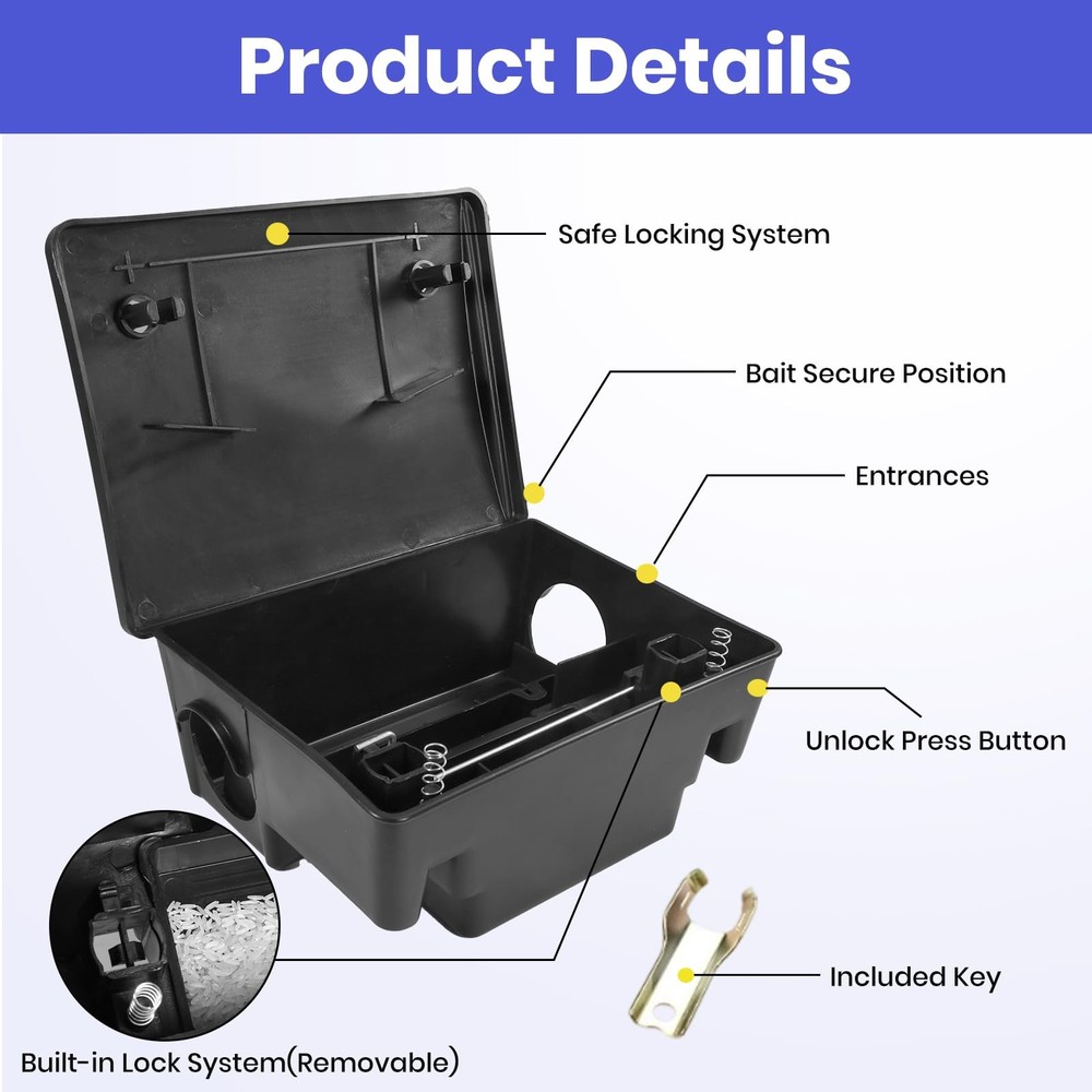 12 Pack Key–Required Rat Stations & Stations – 6 Large & 6 Compact, Lockable ...