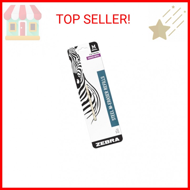 Zebra Pen Mechanical Pencil Eraser M-Refill, White, 7-Pack