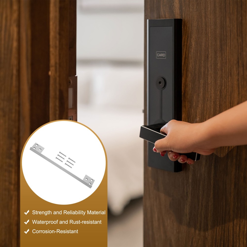 2Pcs Door Latch Guard Plate, 7" Door Security Protector Shield, Silver