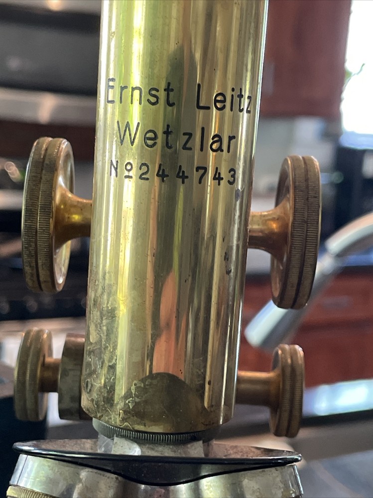 Antique Ernst Leitz Brass Microscope with Case Wetzlar Germany