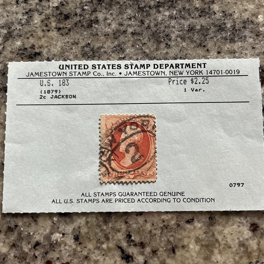 SCOTT 183 1879 2 CENT JACKSON REGULAR ISSUE USED New York Cancel A5