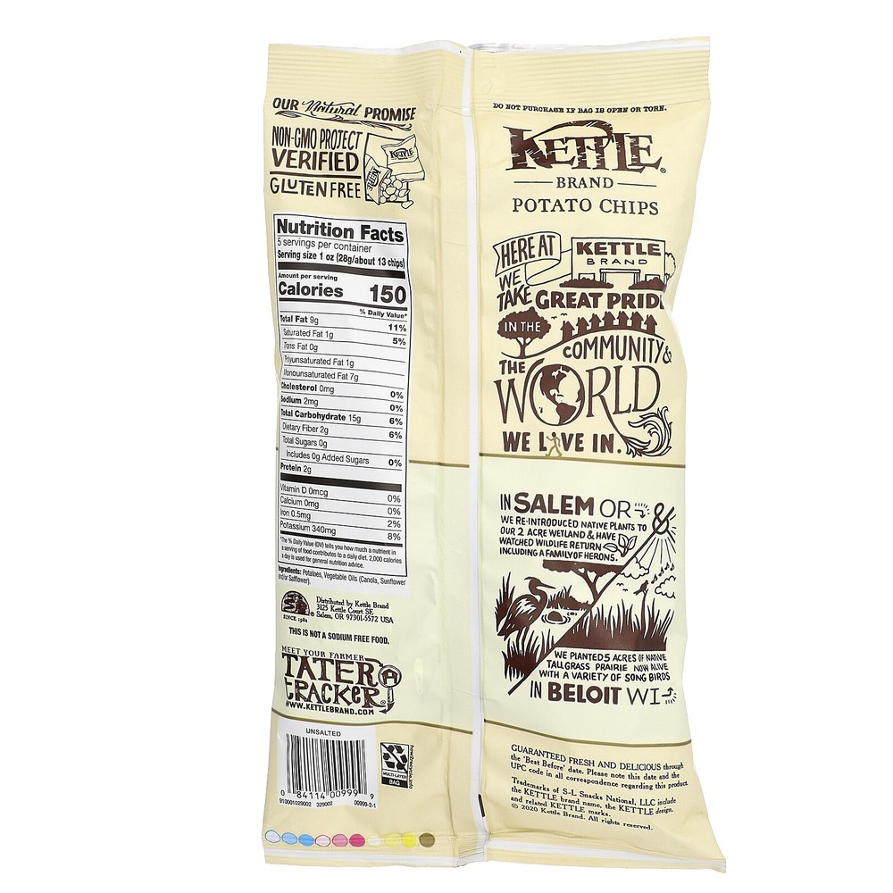 Potato Chips, Unsalted, 5 oz (141 g)