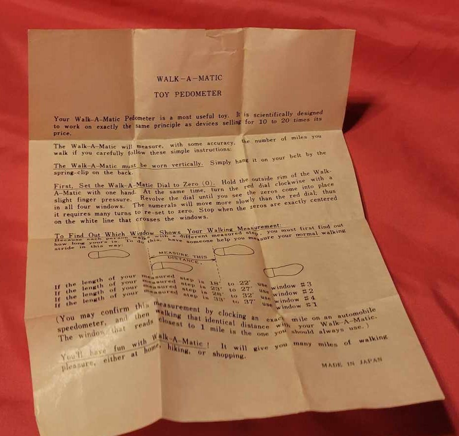 Vintage Walk-A-Matic Pedometer from 1960s