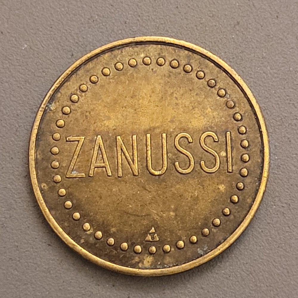 Vintage Italy Zanussi Beaded Coffee Machine Metal Token - Triangular Mintmark