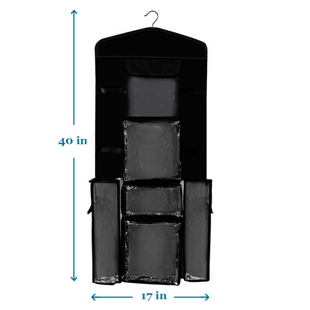 Hanging Double Sided Wrapping Paper Storage Organizer With Multiple Pockets O...