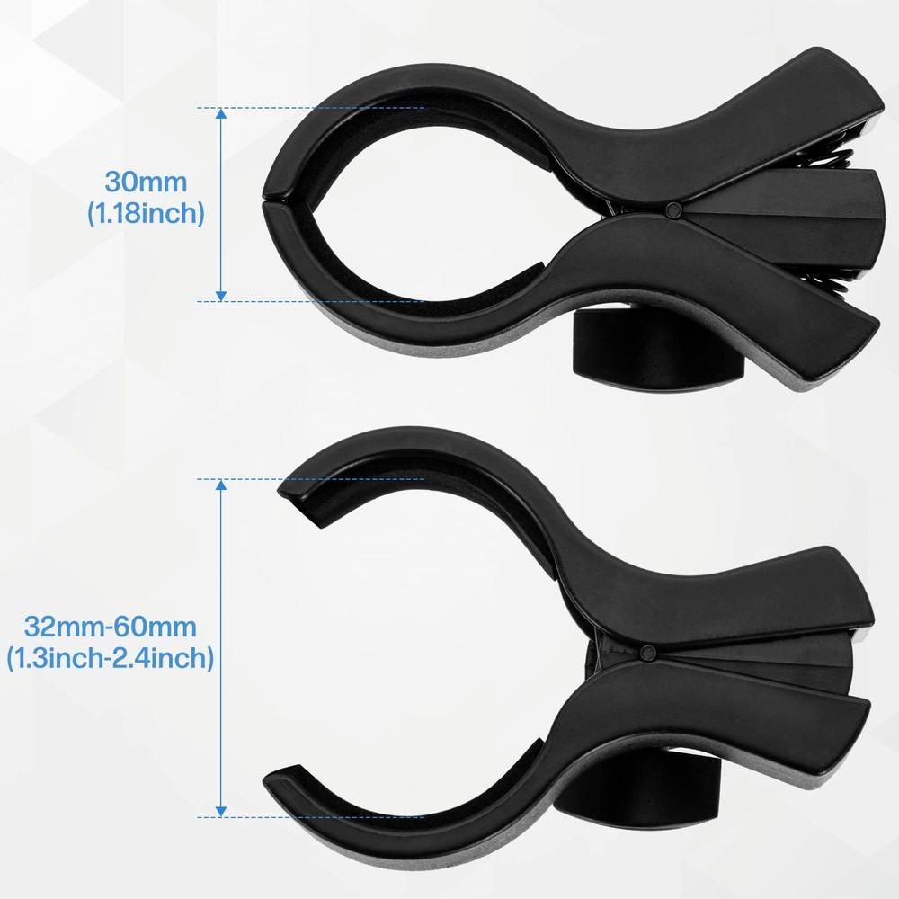 BILIONE 2pcs Versatile Microphone Clip, Adjustable Mic Holder 2 Pack, black