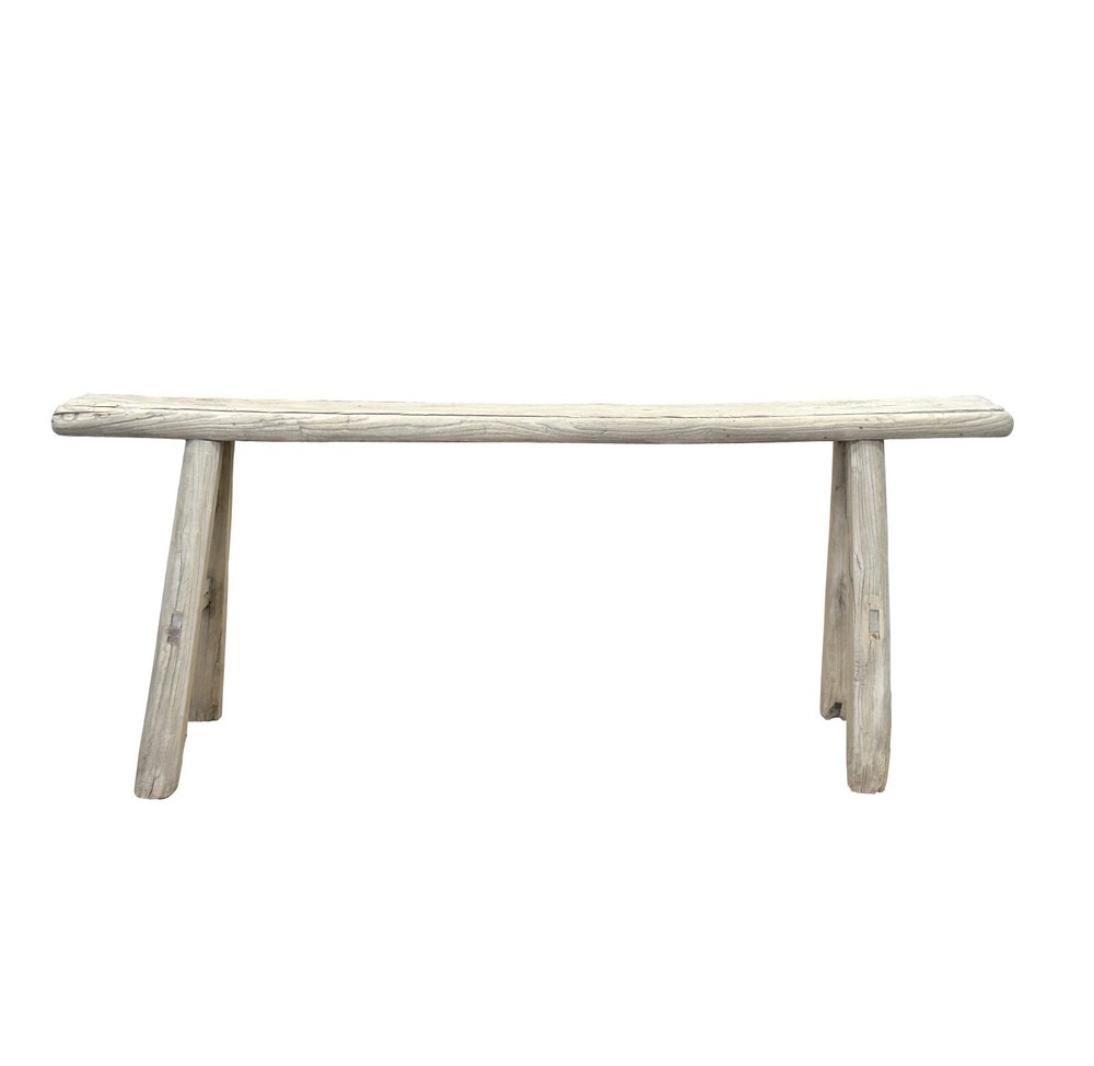 Raw Rough Wood Grain Rectangle Long Slim Stool Bench Side Table ws4630