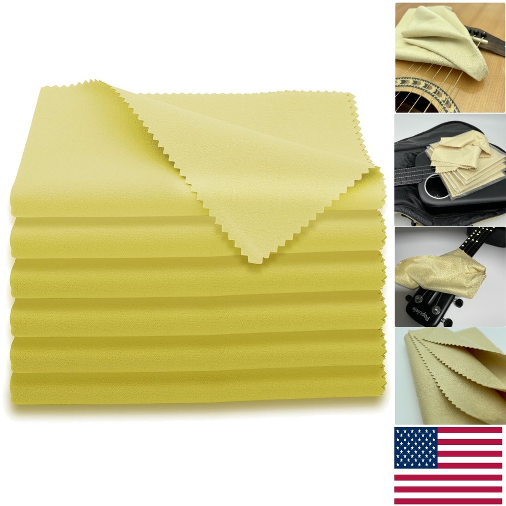 Versatile Yellow Microfiber Cloths for Musical Instruments - 12"x12" 6-Pack