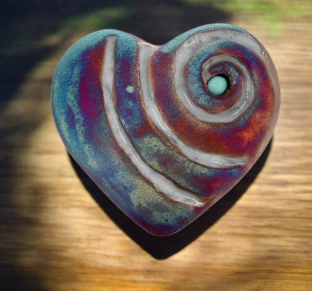 Raku Potteryworks Mini Heart Stone- Spiral