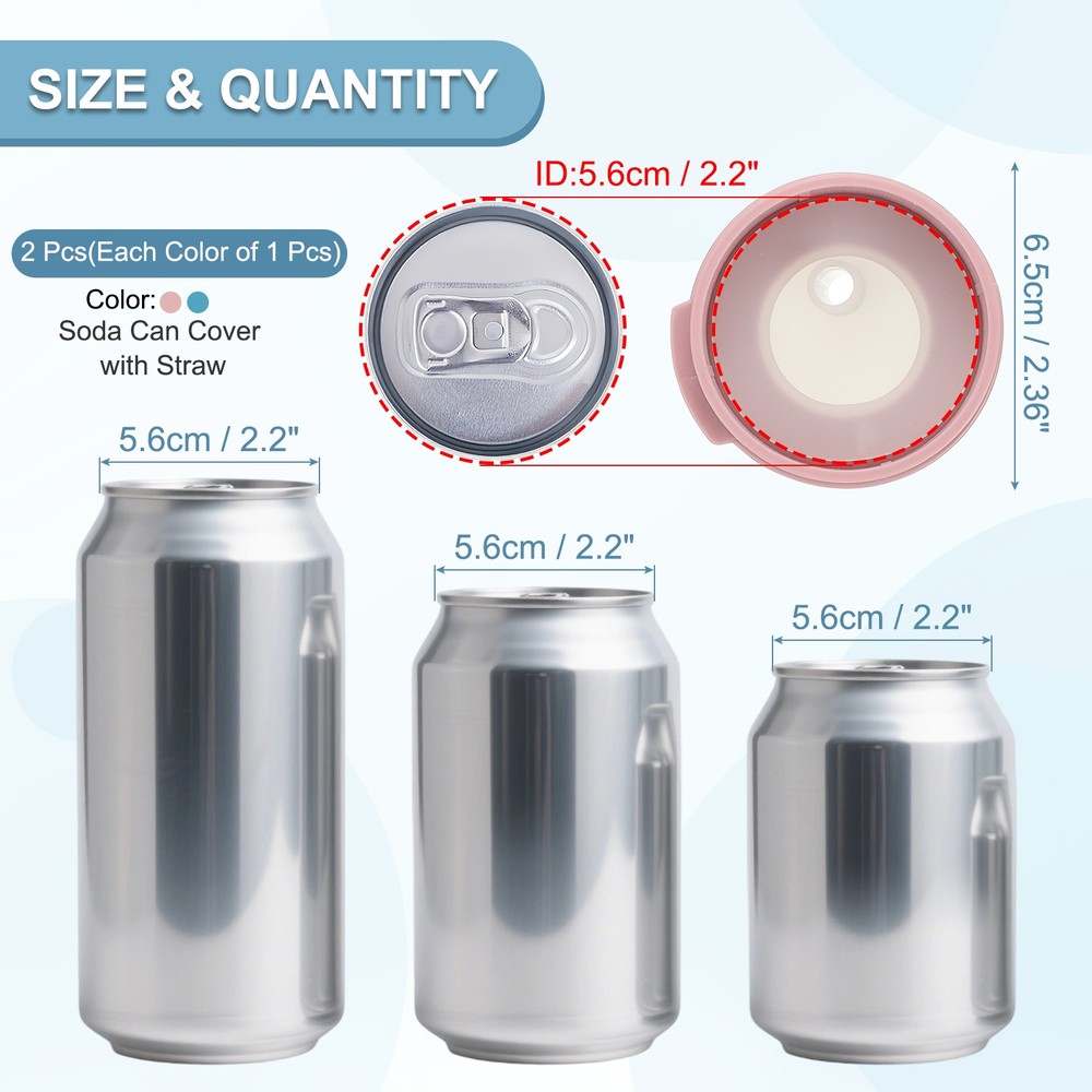 Pink/Blue Straw Soda Can Lids 2pcs