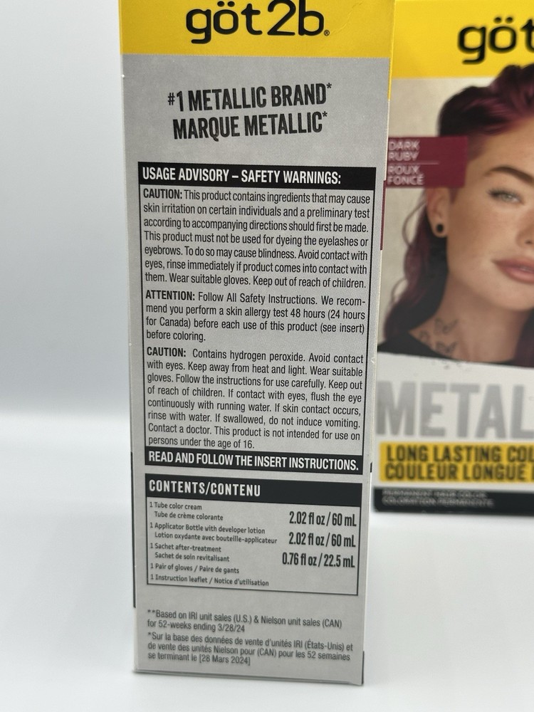 2 Schwarzkopf Got2b Metallics Permanent Hair Color, Dark Ruby