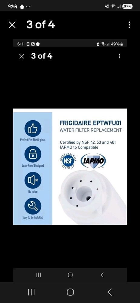 3-pack Teehay TH-01 Refrigerator Water Filter Replacement For EPTWFU01 NEW