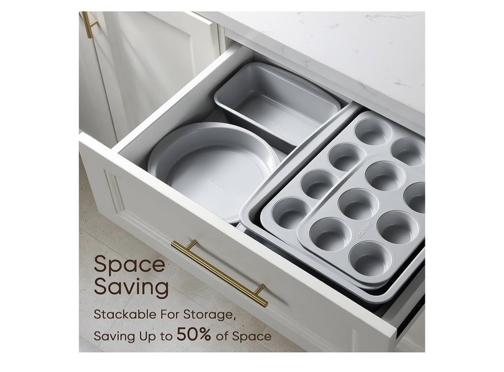 CAROTE 7-Piece Nonstick Stackable Baking Pans Set - Bakeware Sets Including Cook