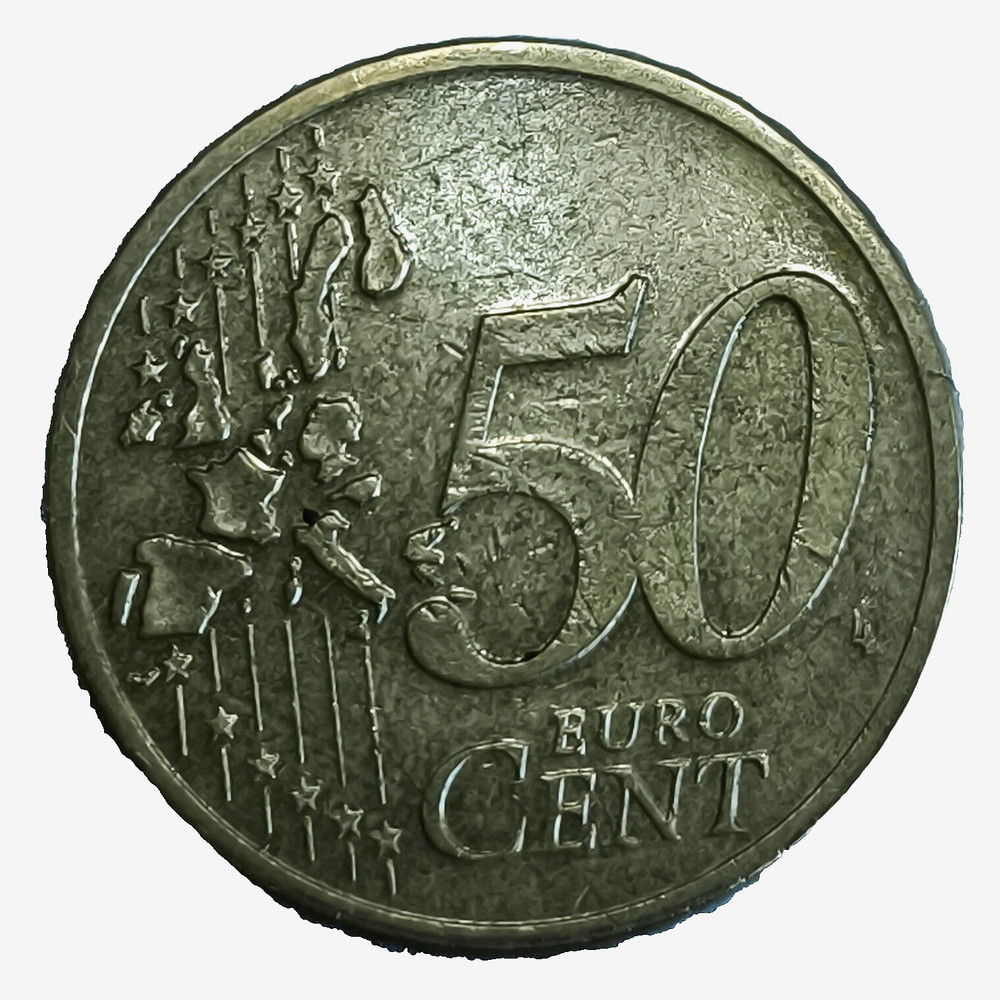 50 Cent Germany 2002 A – Error Coin (Double Rim, Weak Strike, Blurred Mintmark