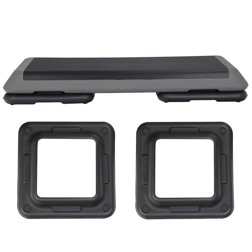 2PCS 43'' Aerobic Step Platform Adjustable Exercise Workout Stepper w/4 Riser