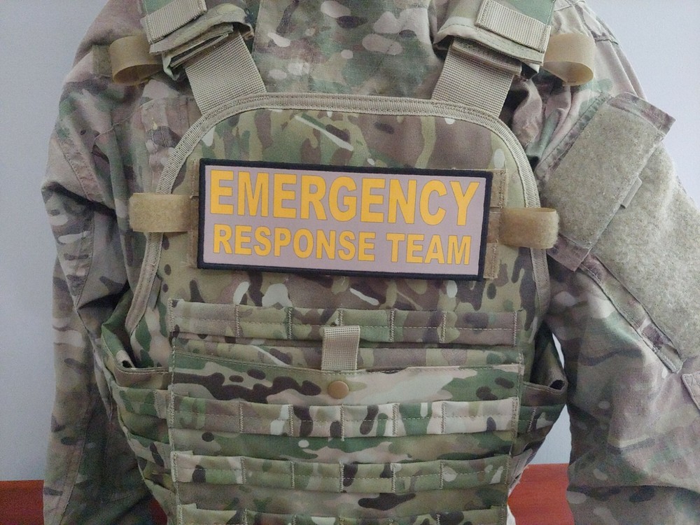 3x8" EMERGENCY RESPONSE TEAM Black Hook Back Patch for Plate Carrier Bag