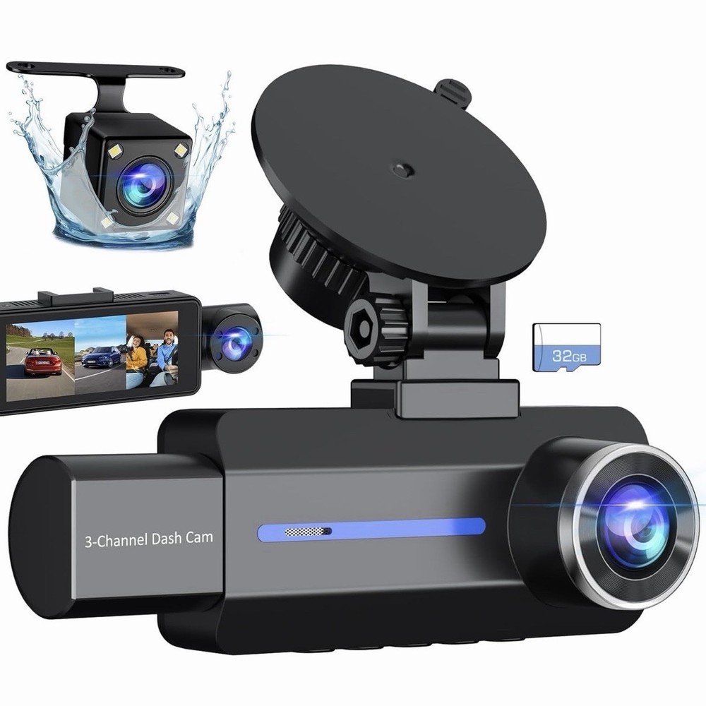 ALDF 3 Channel Dash Cam 4K/2.5K+1440P Dash Cam Front, Rear, & Inside