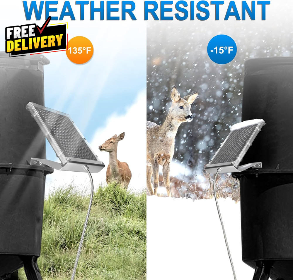 6V 1.5W Solar Panel for Deer Feeder Waterproof Battery Charger with Bracket…