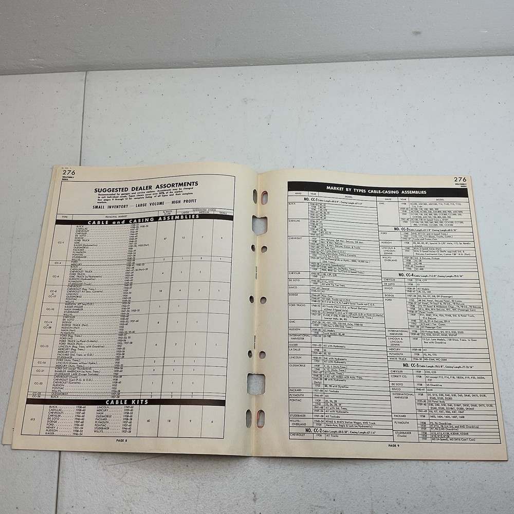 1960 AC Factory Assemblies & Universal Cable Specification Chart & Catalog 276