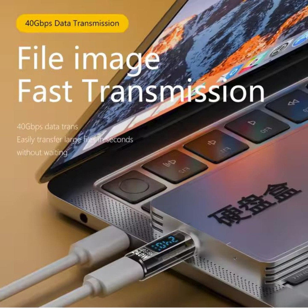 3 PCS USB C 8K 40Gbps Mini Digital Meter USB 4.0 Type-C Extension Adapter