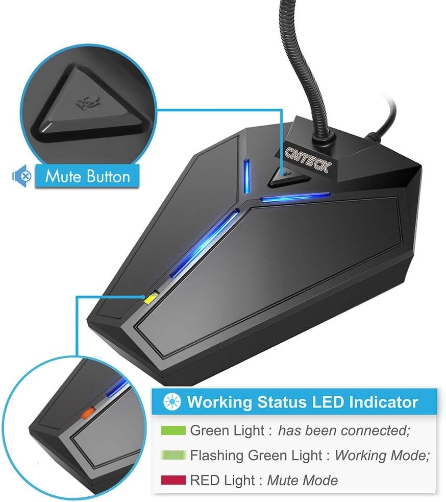 USB Computer Microphone, Plug &Play Desktop Omnidirectional Condenser PC Laptop