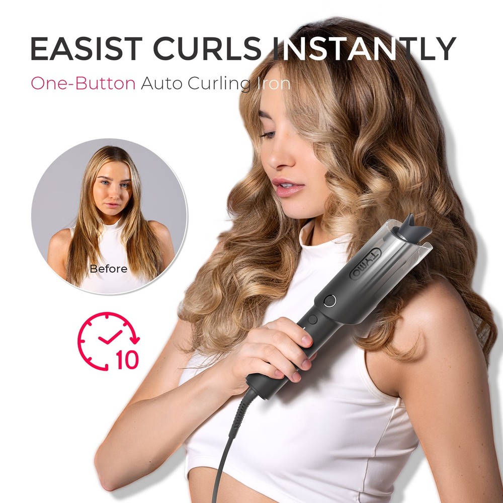 TYMO CURLPRO Automatic Curling Iron, 1 Inch Tourmaline Ceramic Barrel,