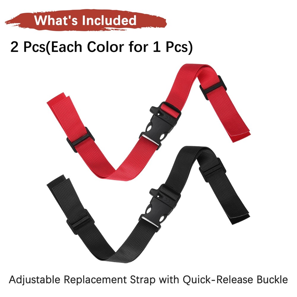 Backpack Chest Strap [2PCS] - with Emergency Whistle Buckle - [Black & Red]