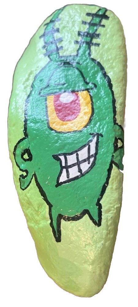 Plankton Hand Painted Rock Great Gift! SpongeBob SquarePants