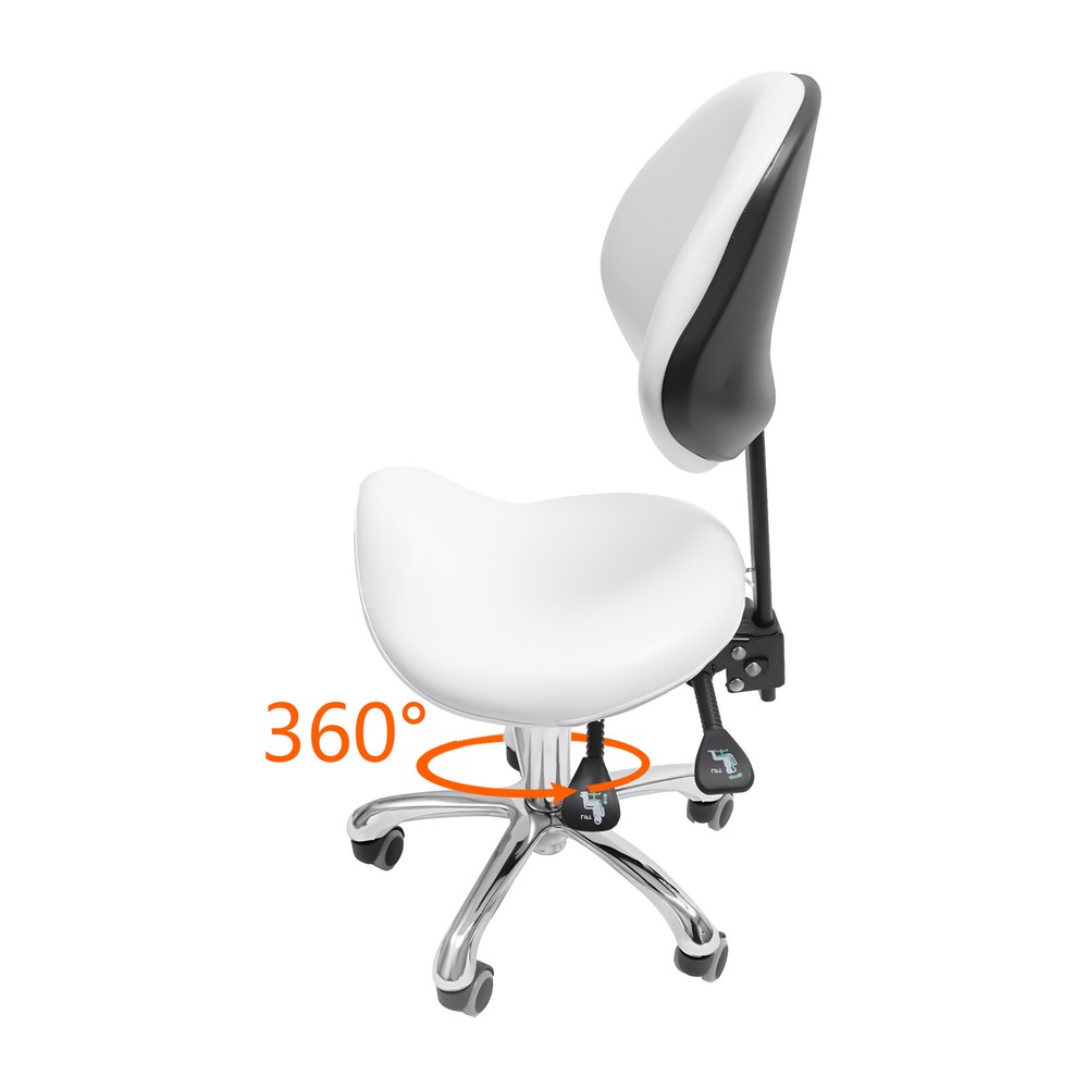 Ergonomic Saddle Stool with Adjustable Backrest for Comfort and Mobility
