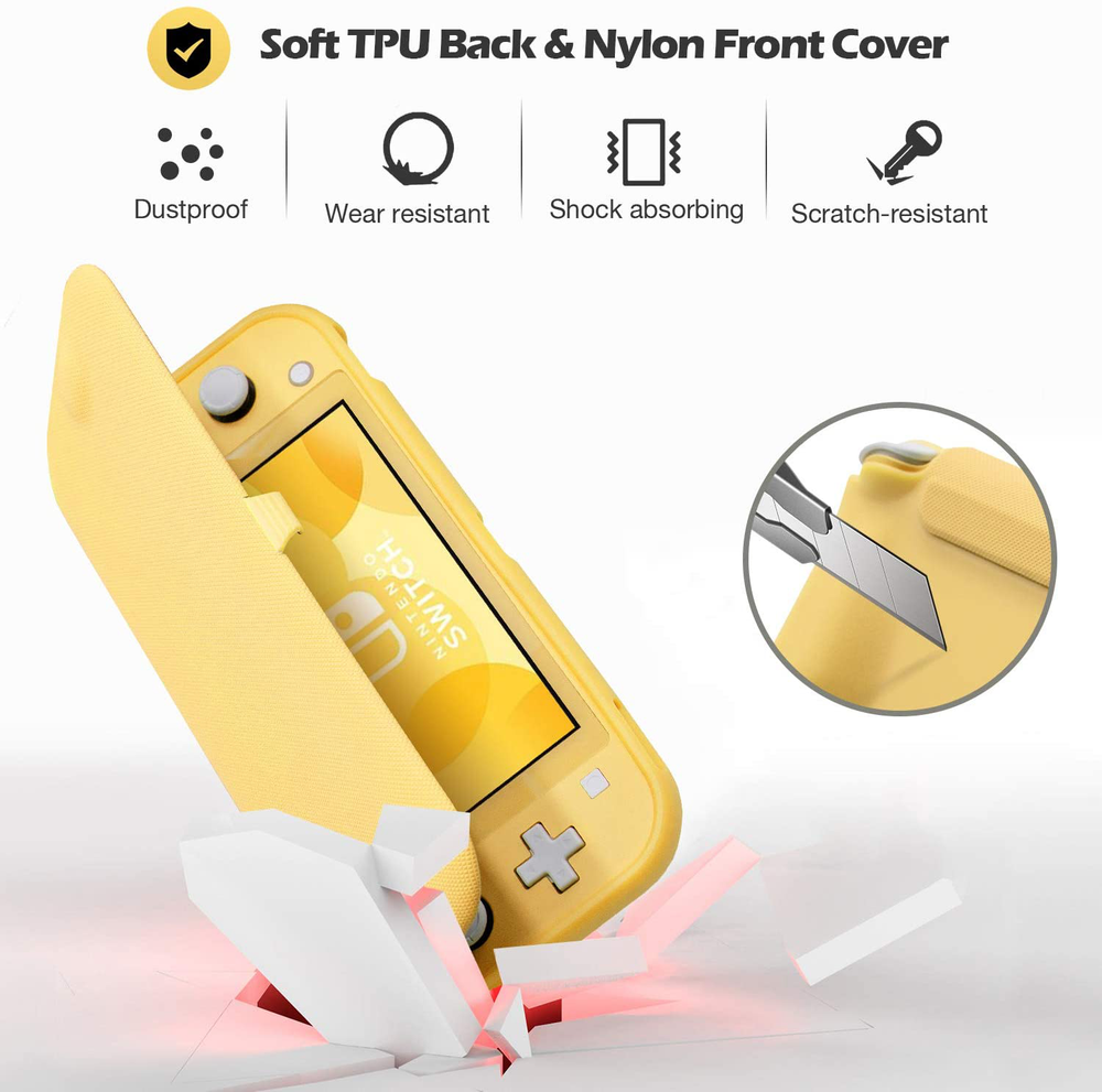 Nintendo Switch Lite Flip Case Cover Thin Slim Tempered Glass Screen Protector