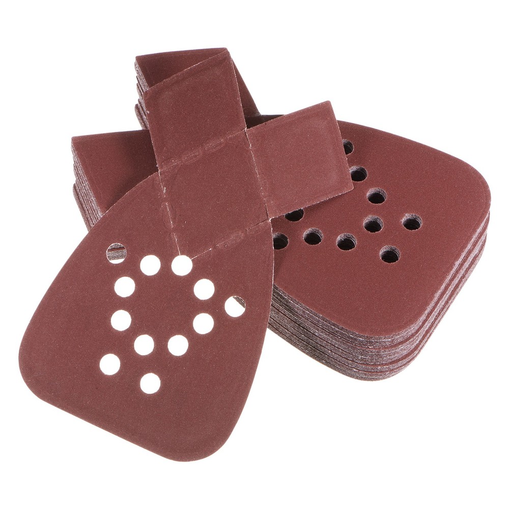 40pcs 320 Grit 12 Hole Hook Loop Sandpaper Triangular Sanding Pad with Extra Tip
