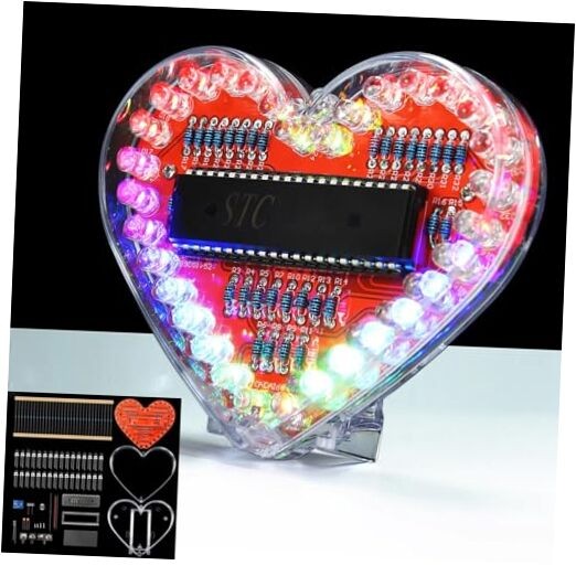 DIY Electronic Kits LED Heart-Shaped Flashing Light 51 microcontroller