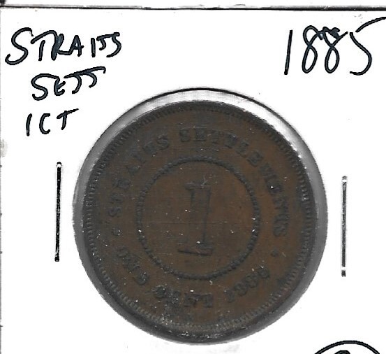 1885 Straits Settlements Cent VF details, nicks