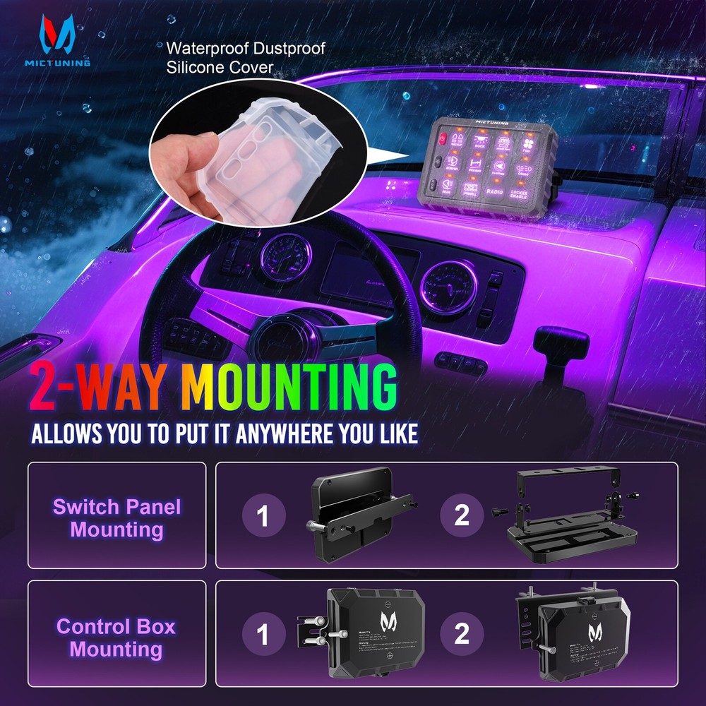 MICTUNING P1S RGB 12 Gang Switch Panel - Multifunction Auxiliary Circuit Control