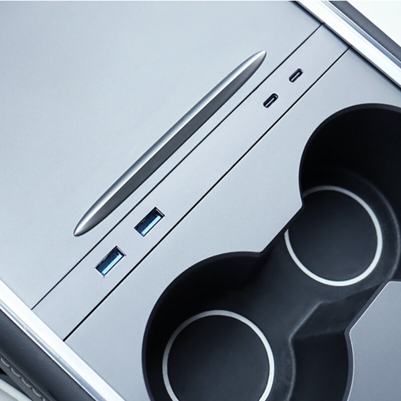 Silver USB Hub Docking Station Center Console Smart Sensor for Tesla Model3/Y