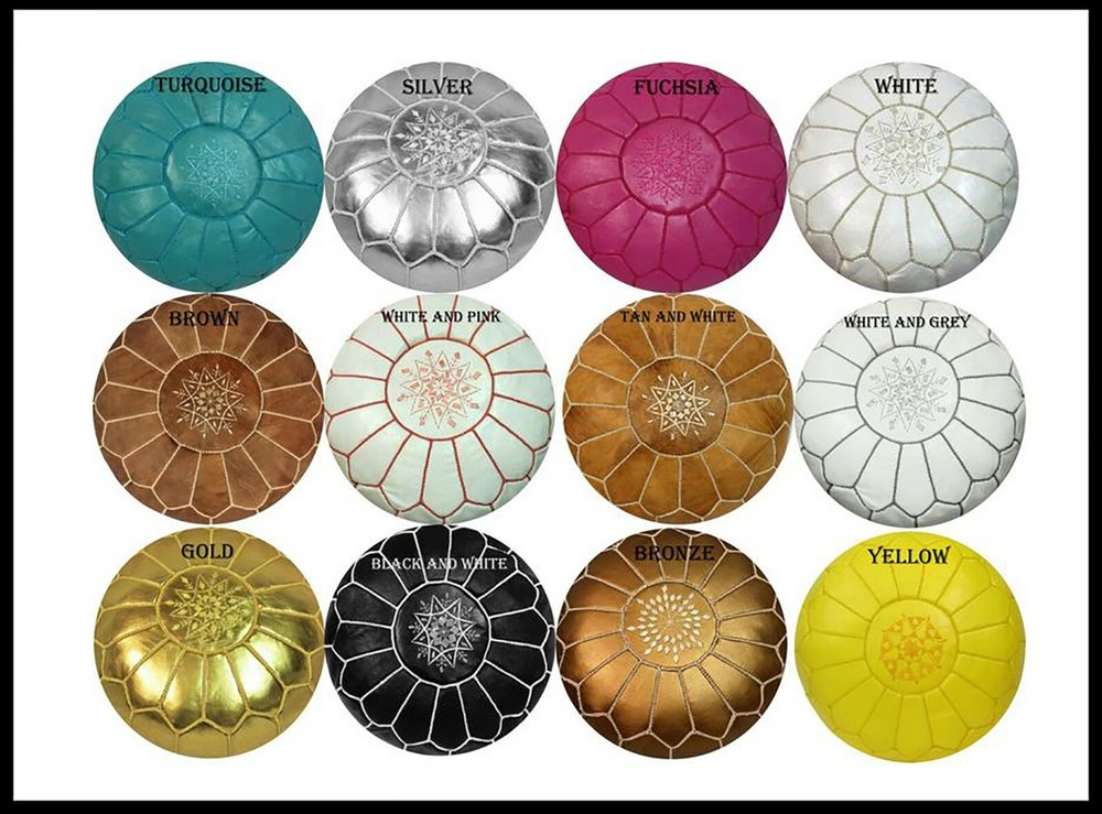 Top Moroccan leather Pouf ottoman available in many colors 