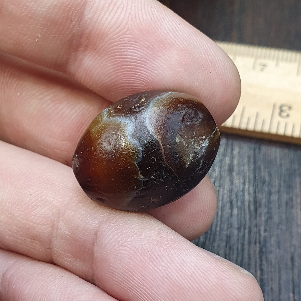 Authentic Ancient Sasanian Agate Bead, Genuine Banded Agate from yemen