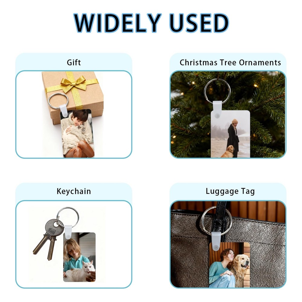 120pcs Sublimation Blanks Keychain With Rings And Clips Rectangle MDF Keychai...