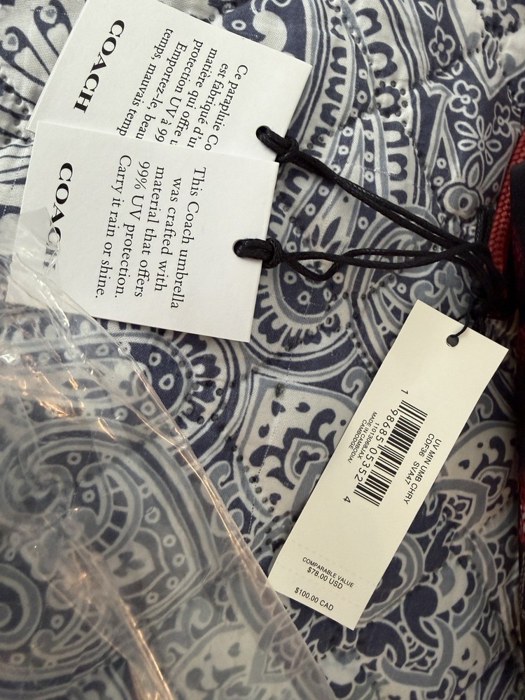NWT $100 Coach Umbrella