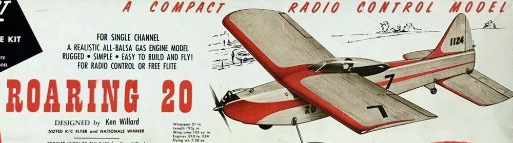 Rare ROARING 20 PLAN + CONSTRUCTION ARTICLE forTake-Along RC Article Model Plane